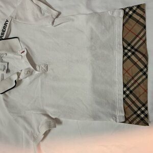 Burberry White Polo with Red Accent